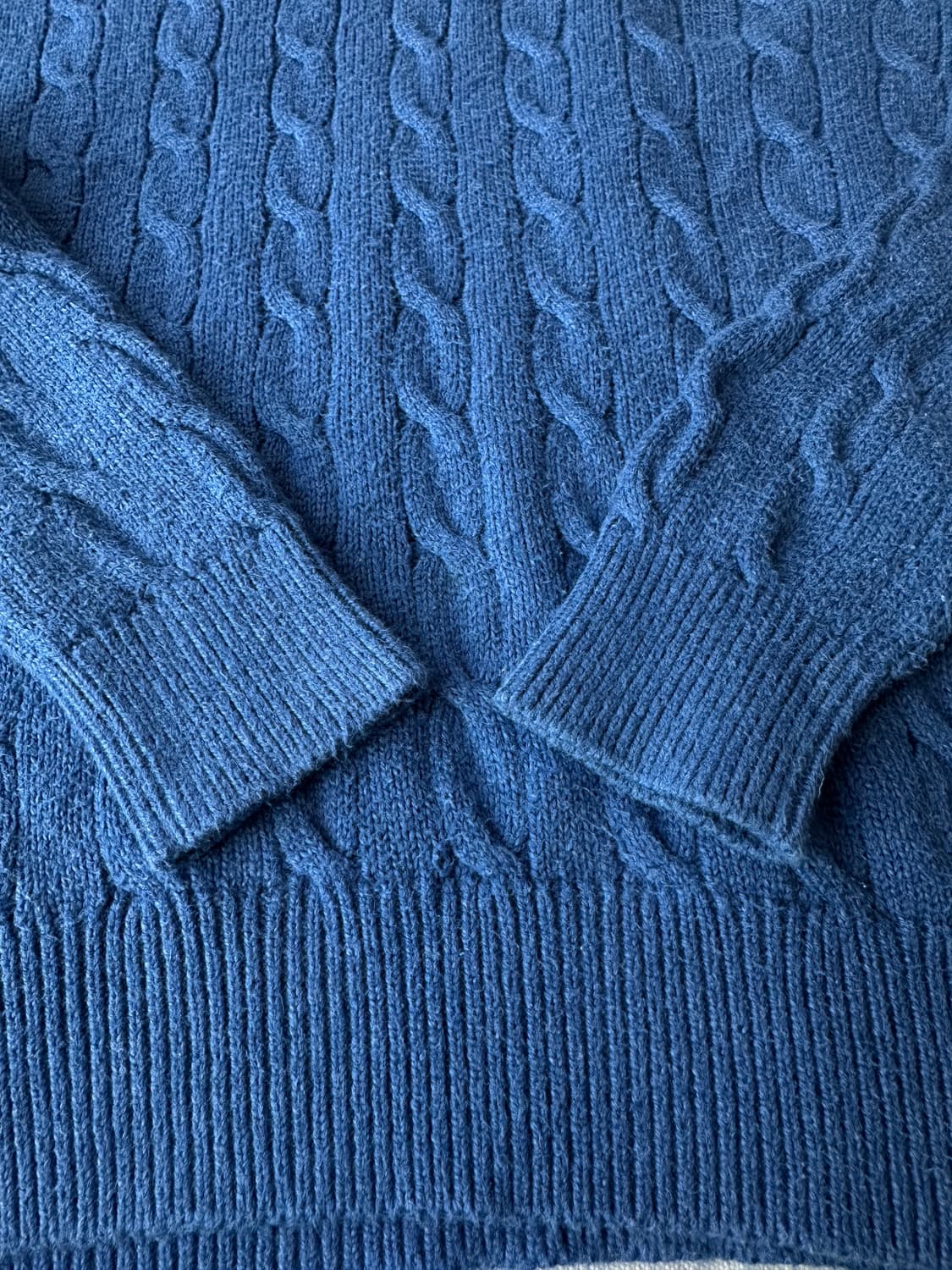 폴로 반집업 케이블 니트 스카이블루 S 상품이미지6