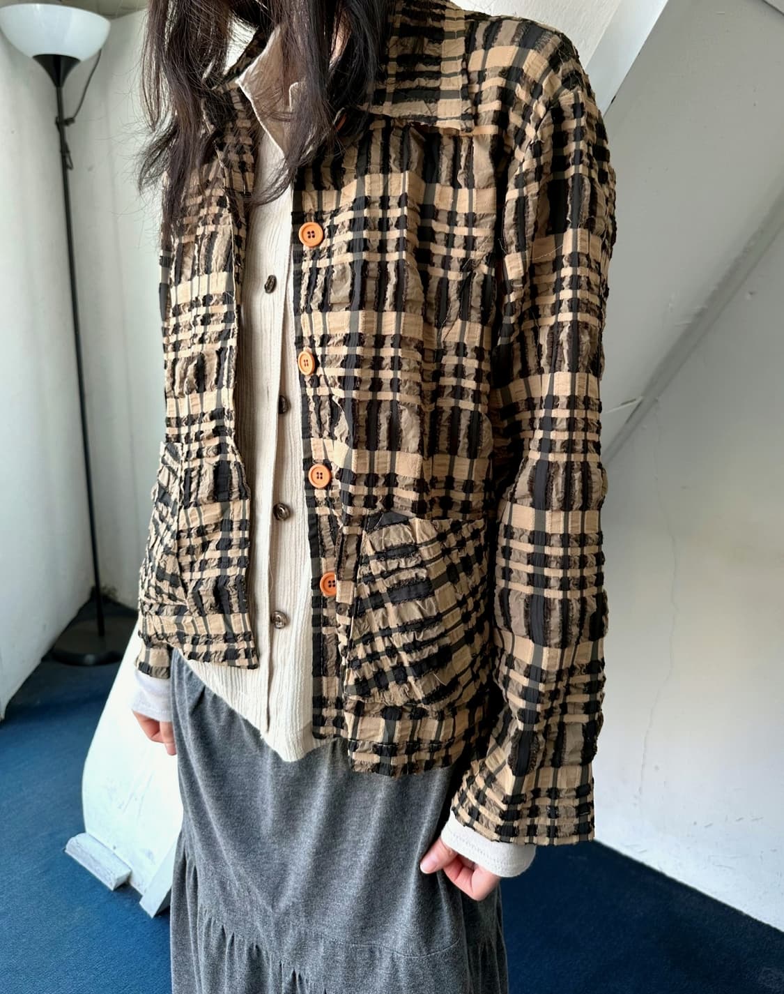 Washed poly volume fabric single jacket 상품이미지10