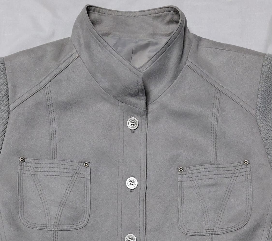 [L] 일본 브랜드 FROHLICH 니트 배색 스웨이드 질감 자켓 상품이미지2