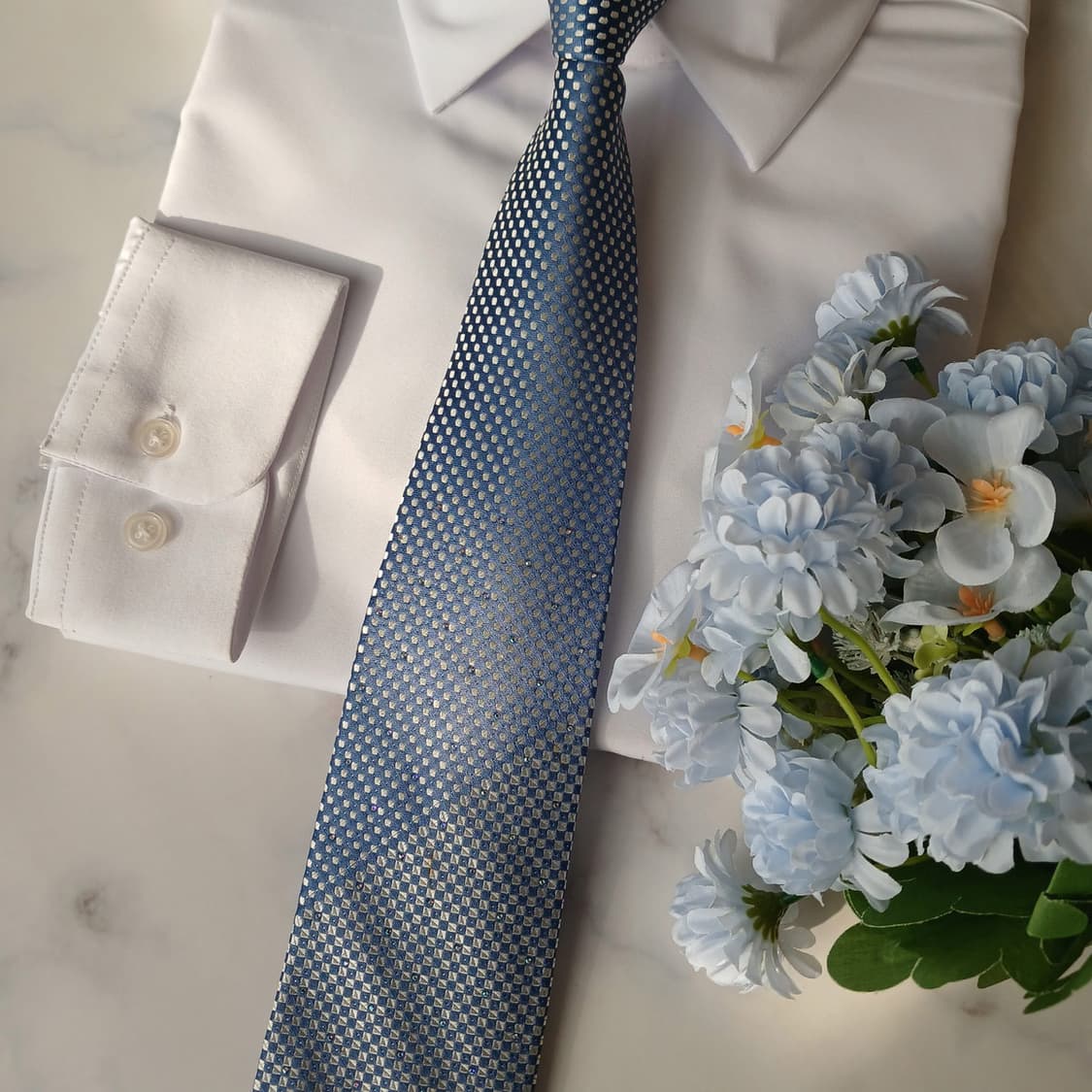 메트로시티 실크 블루 패턴 넥타이 8.5cm A등급 A19639 상품이미지3
