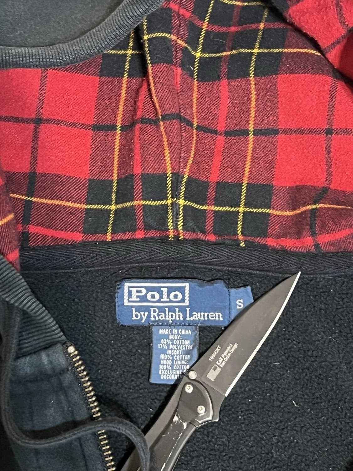 폴로 랄프로렌 빅 포니 체크 후드집업 블랙 상품이미지4