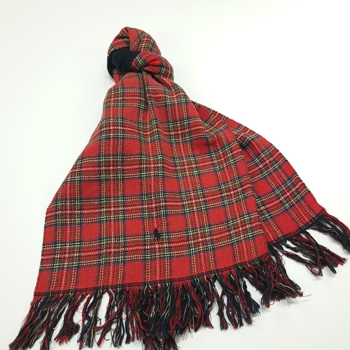 MX192 폴로 랄프로렌 레드체크 블랙 코튼 양면 목도리 머플러 상품이미지3