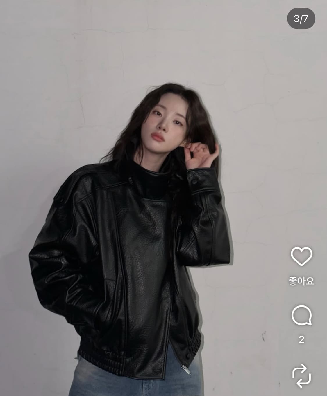 자라 하이넥 레더 자켓 M 상품이미지1