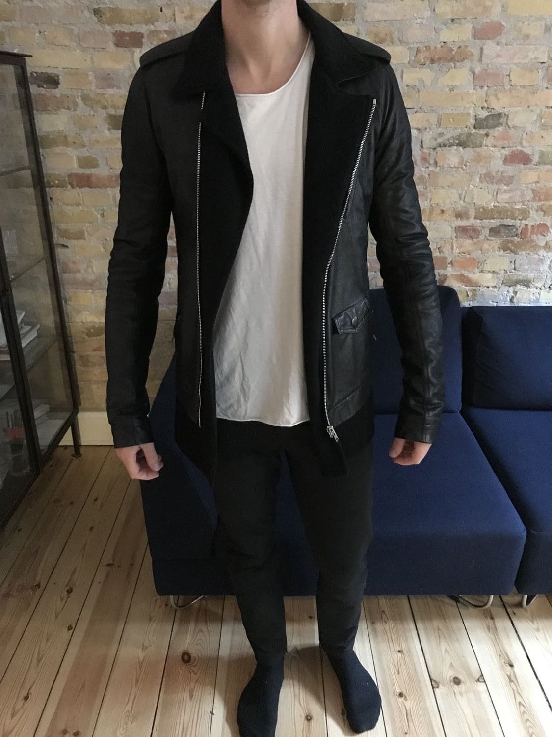 14fw rick owens stoogie 캐시미어 도킹 카프 레더 자켓 상품이미지9