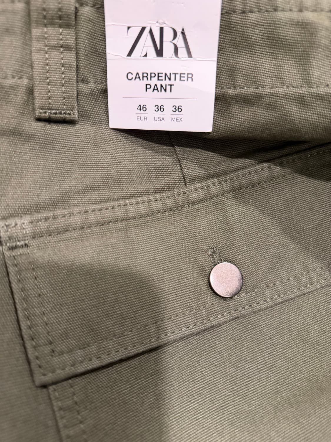 자라 스트레이트 레그 트라우저 패치 다크 카키 상품이미지8