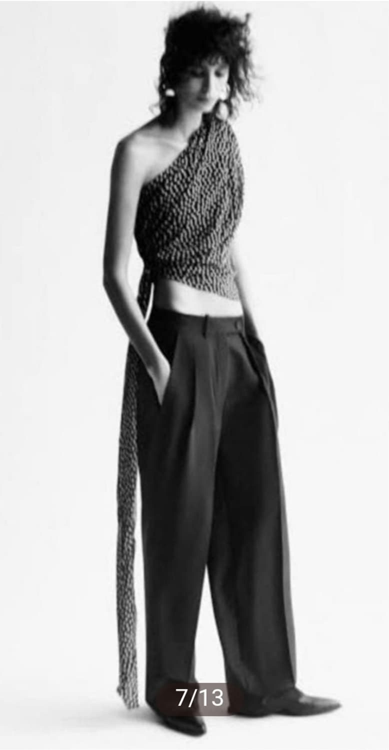 자라 ZARA 도트 땡땡이 비대칭 나시 탑 블라우스 S 55 새상품 상품이미지8