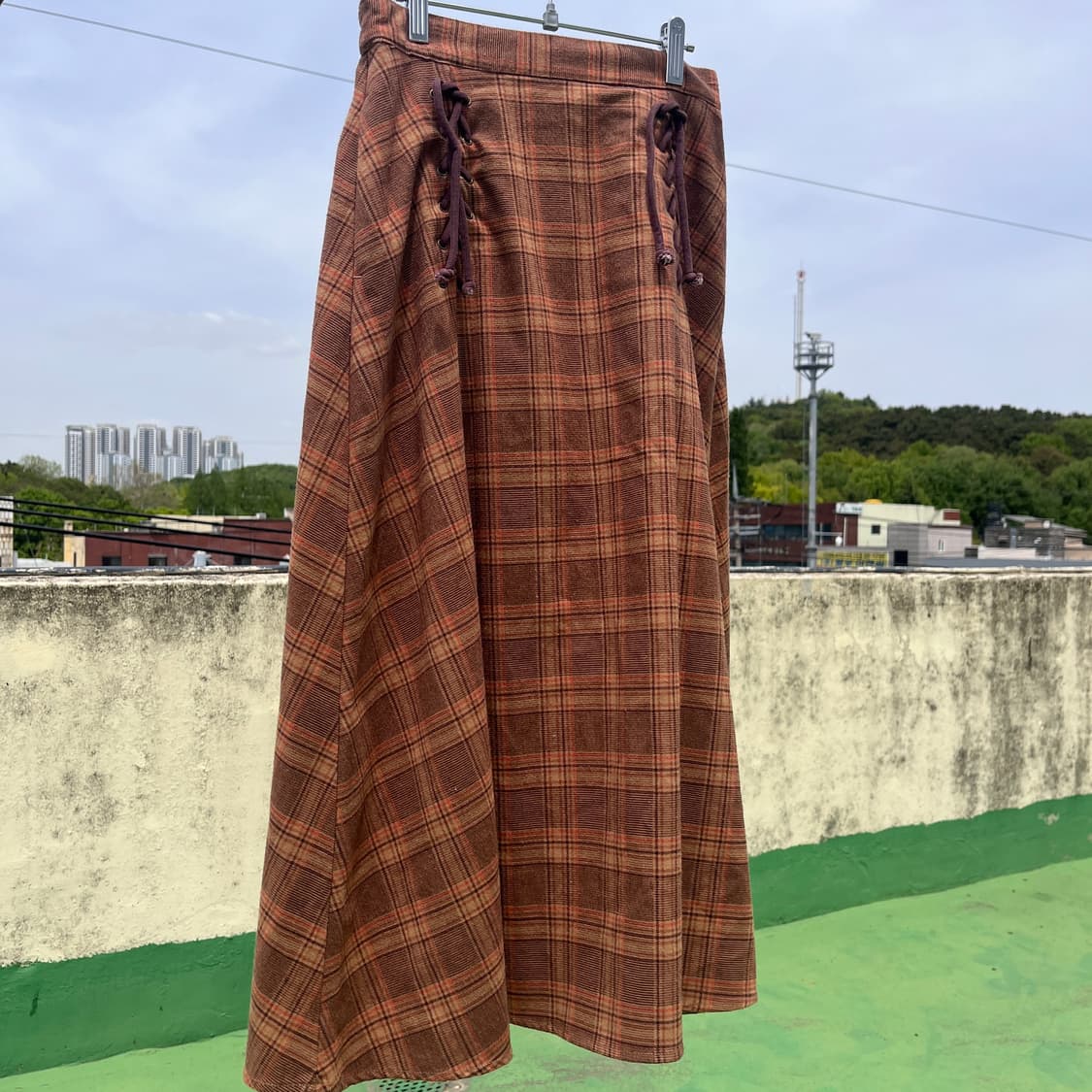 BROWNY Standard Plaid A-Line Long skirt 상품이미지3