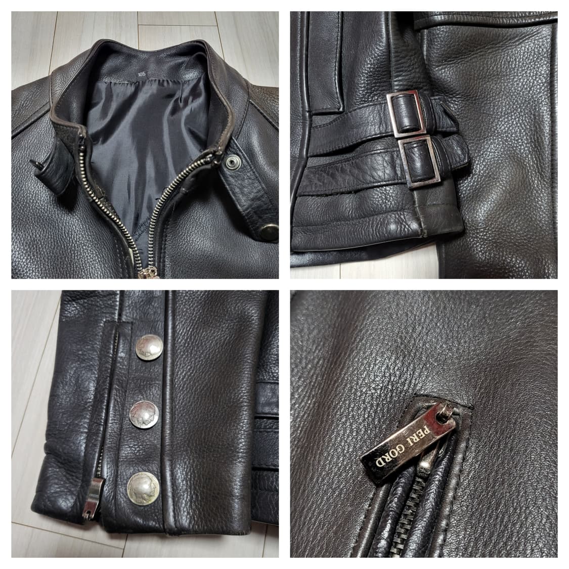 (L) 90s 빈티지 소가죽자켓 라이더자켓 카우하이드자켓 상품이미지5