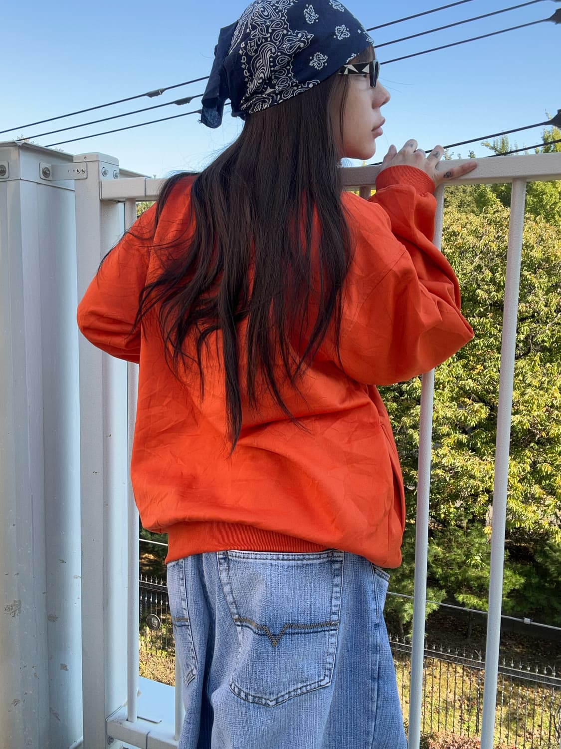 90s PUMA 올드스쿨 빅로고 오렌지 져지 트랙탑 상품이미지3