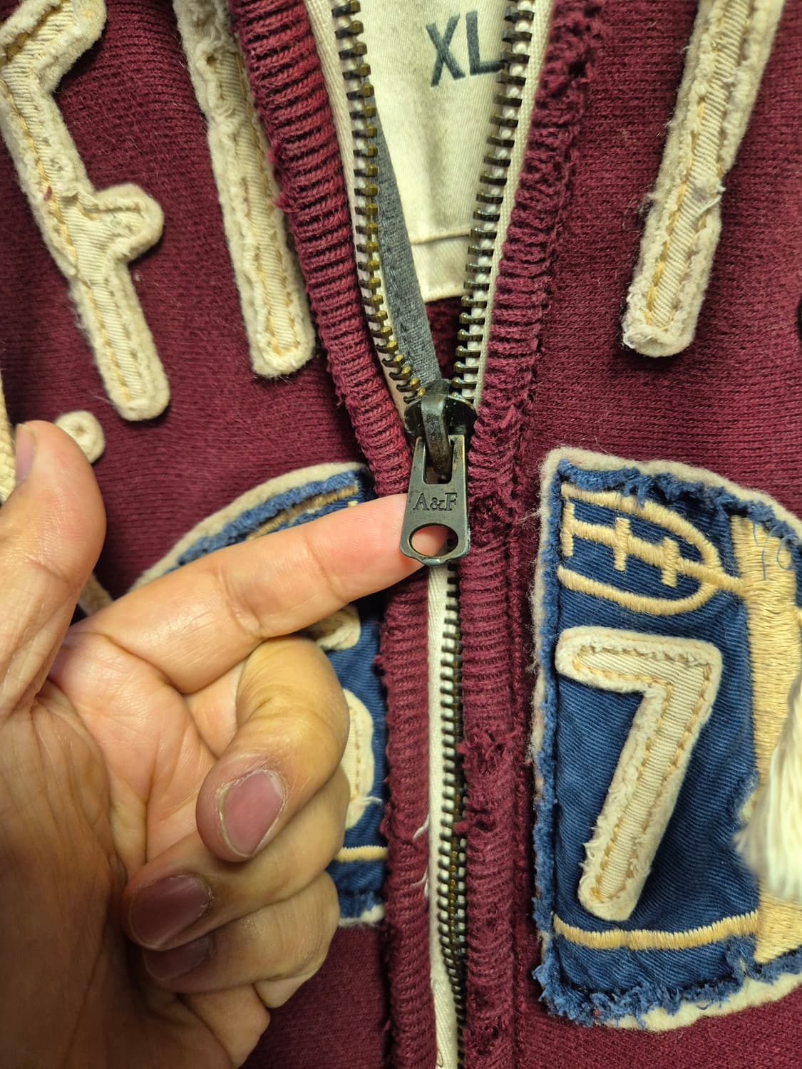 105 아베크롬비 버건디 Y2K 올드스쿨 빈티지 후드집업 XL사이즈 상품이미지7