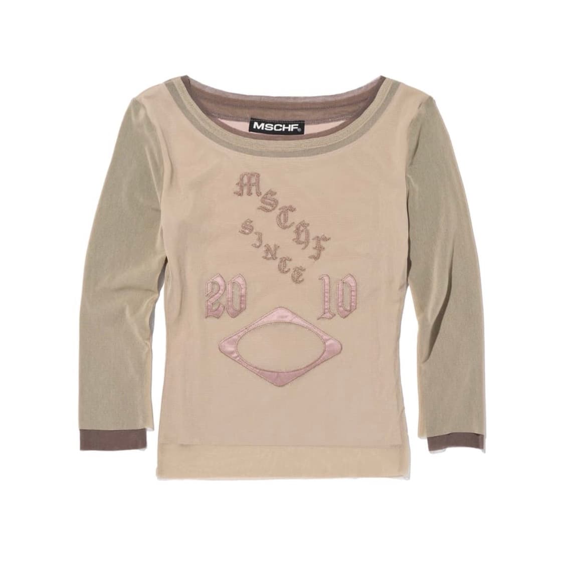 구해요) 미스치프 보트넥 메쉬 탑 베이지 상품이미지1