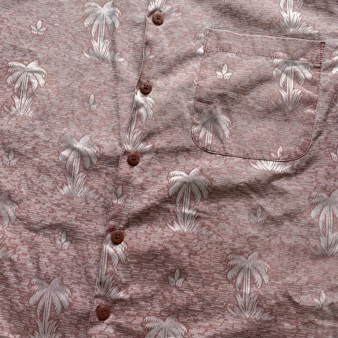 빈티지 브라운 잎사귀 패턴 반팔 셔츠 상품이미지3