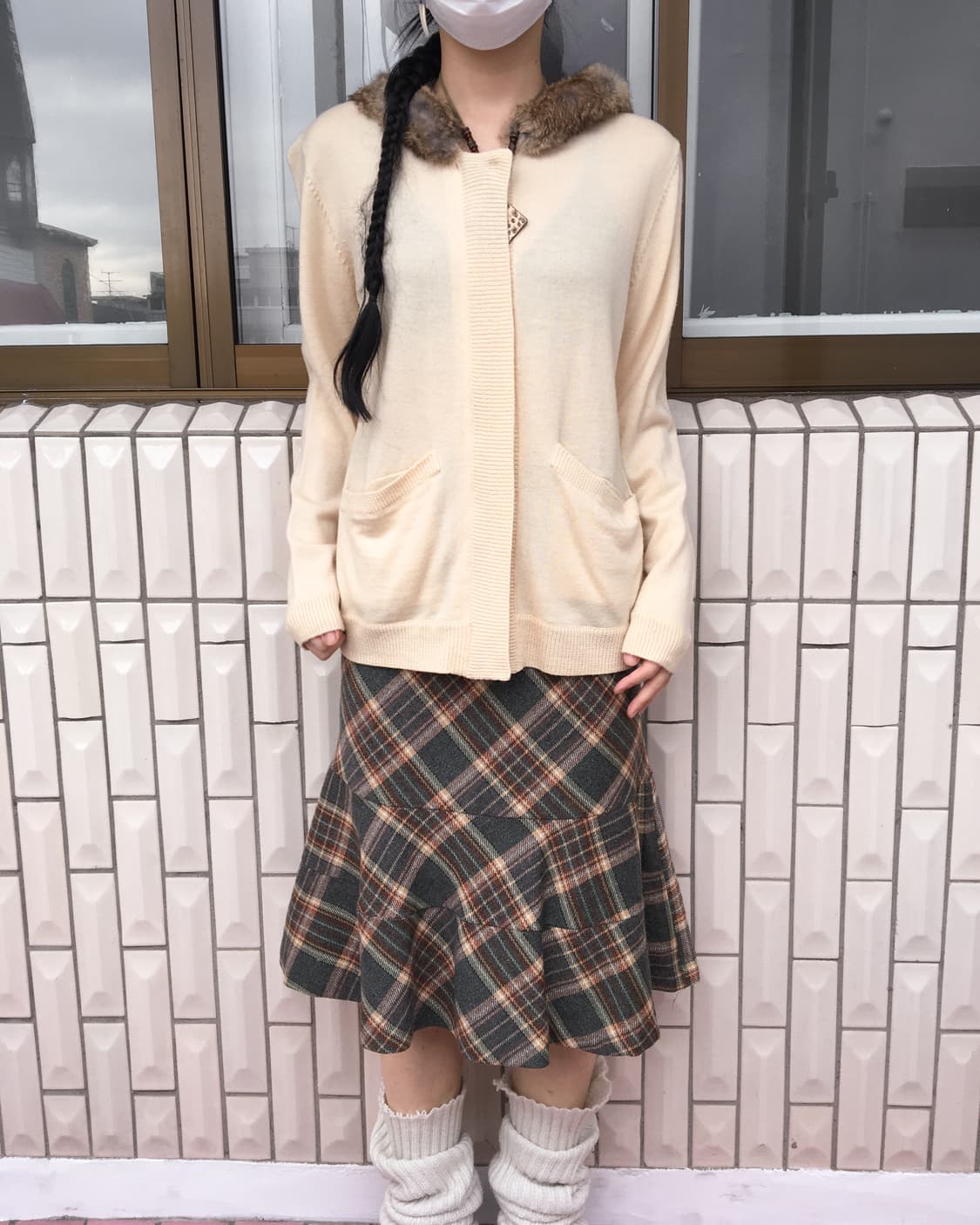 Woolen check pattern skirt 상품이미지3