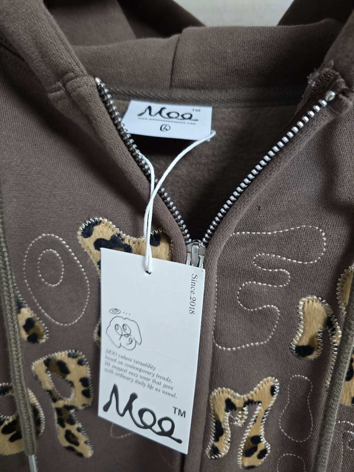 무던오디너리 호피 로고 후드 자켓 L 상품이미지3