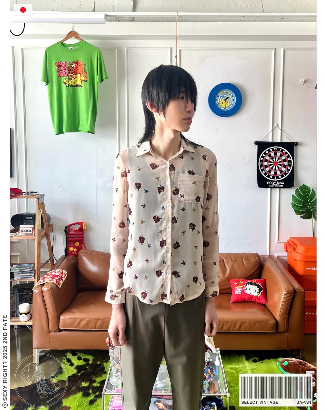 Jpn Art Pattern Semi See-through Shirt 상품이미지1