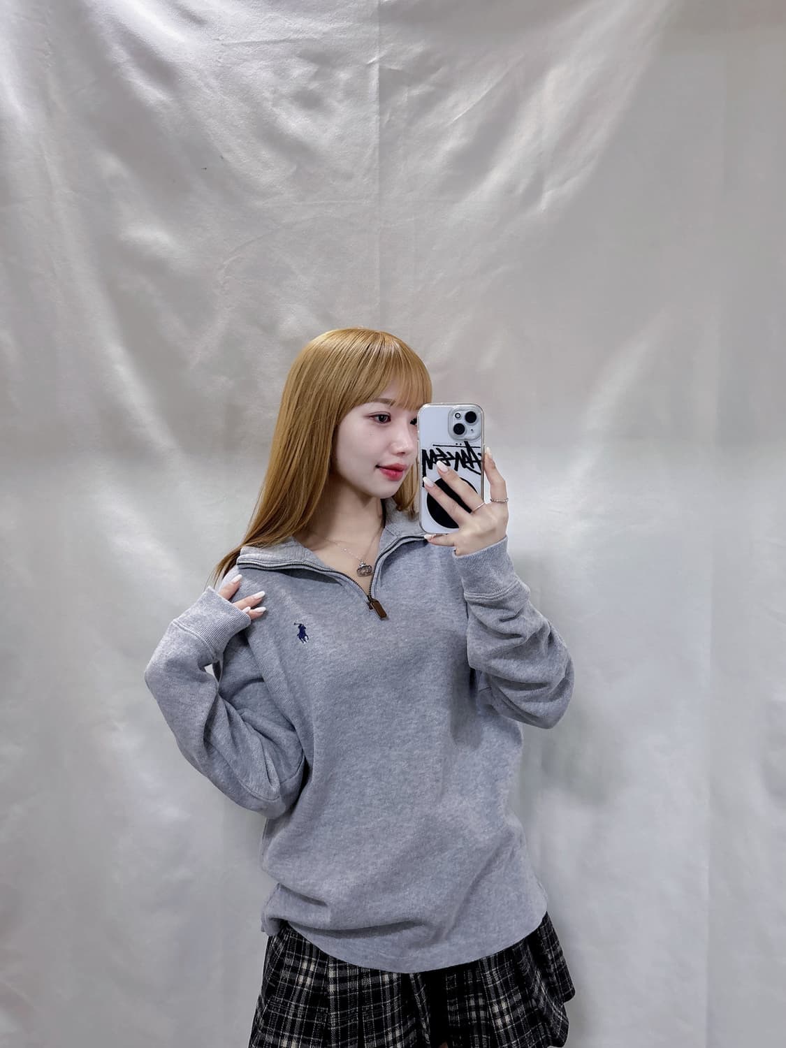 폴로 랄프로렌 QR 그레이 포니 반집업 니트  상품이미지2