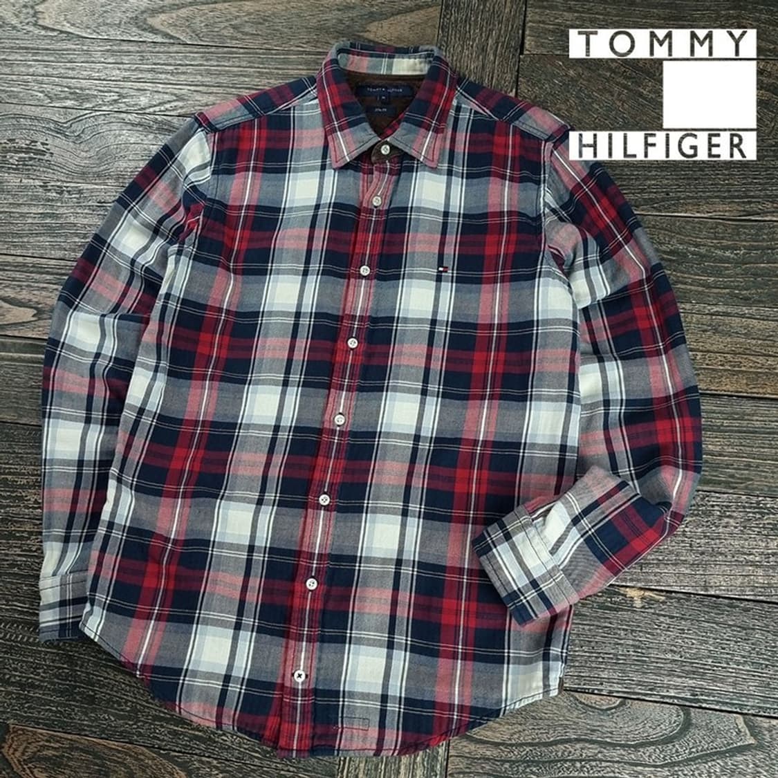 [타미힐피거] 로고 자수 빈티지 체크 셔츠 M19924 상품이미지1