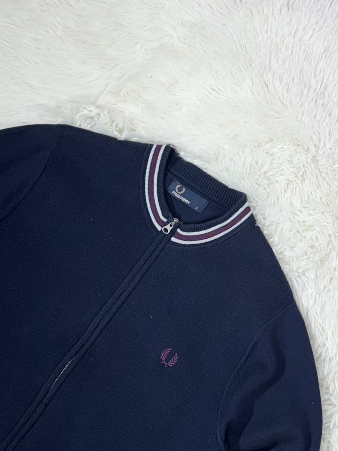 프레드페리 네이비 스몰로고 니트집업 상품이미지4