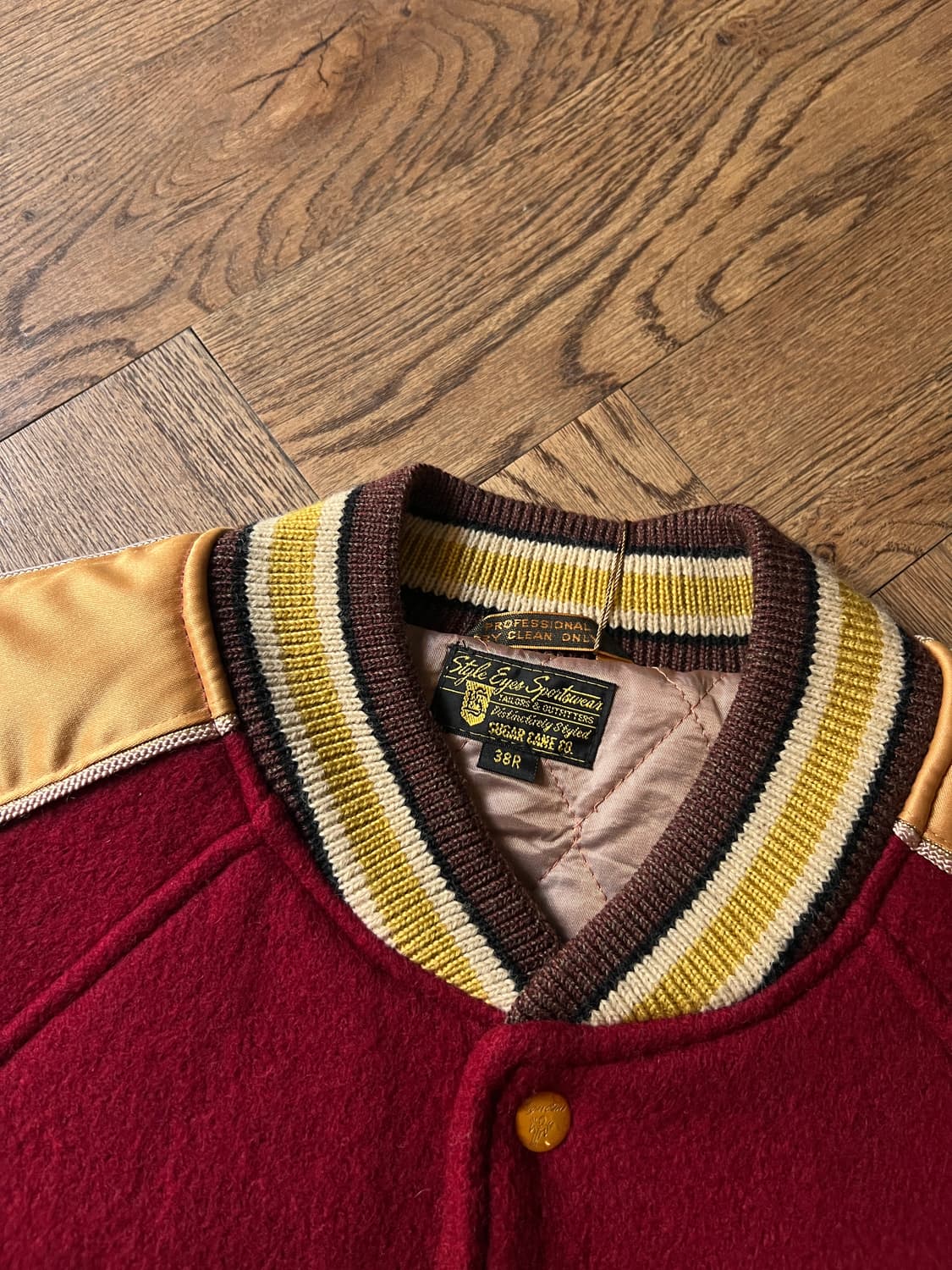 [38R]슈가케인 스타일아이즈 빈티지 레드 울 바시티 자켓 상품이미지2