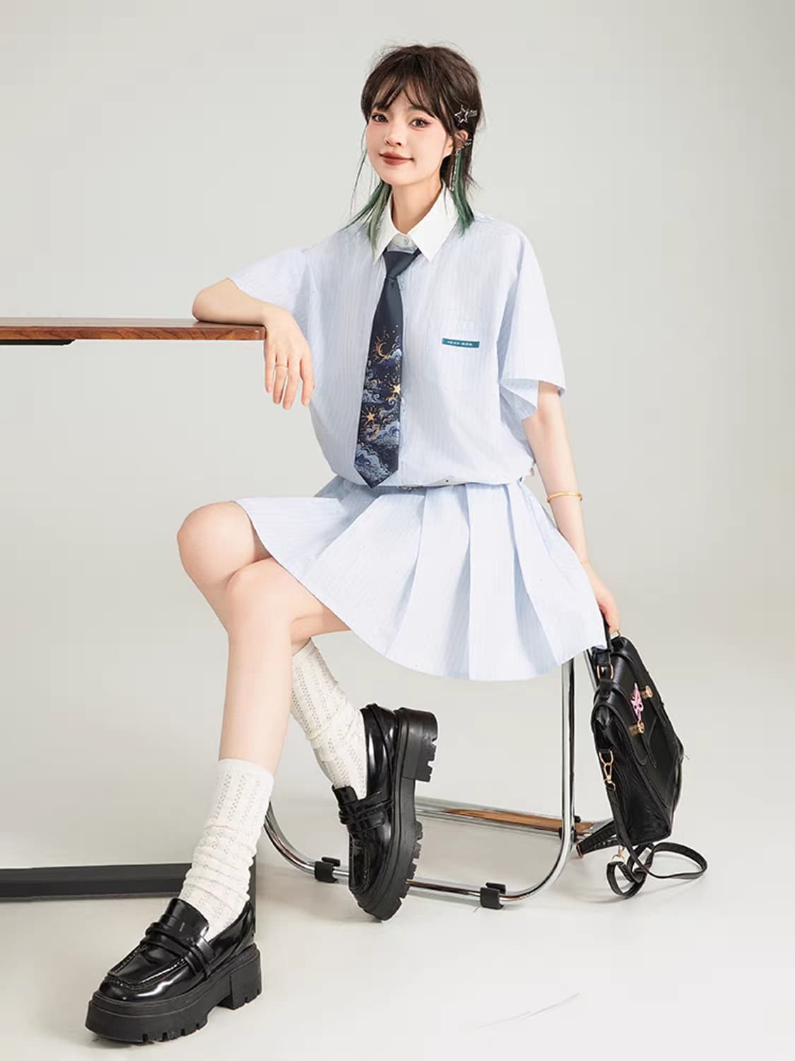 [미개봉신품] KEIKO 셔츠 비즈 원피스 스카이 상품이미지7