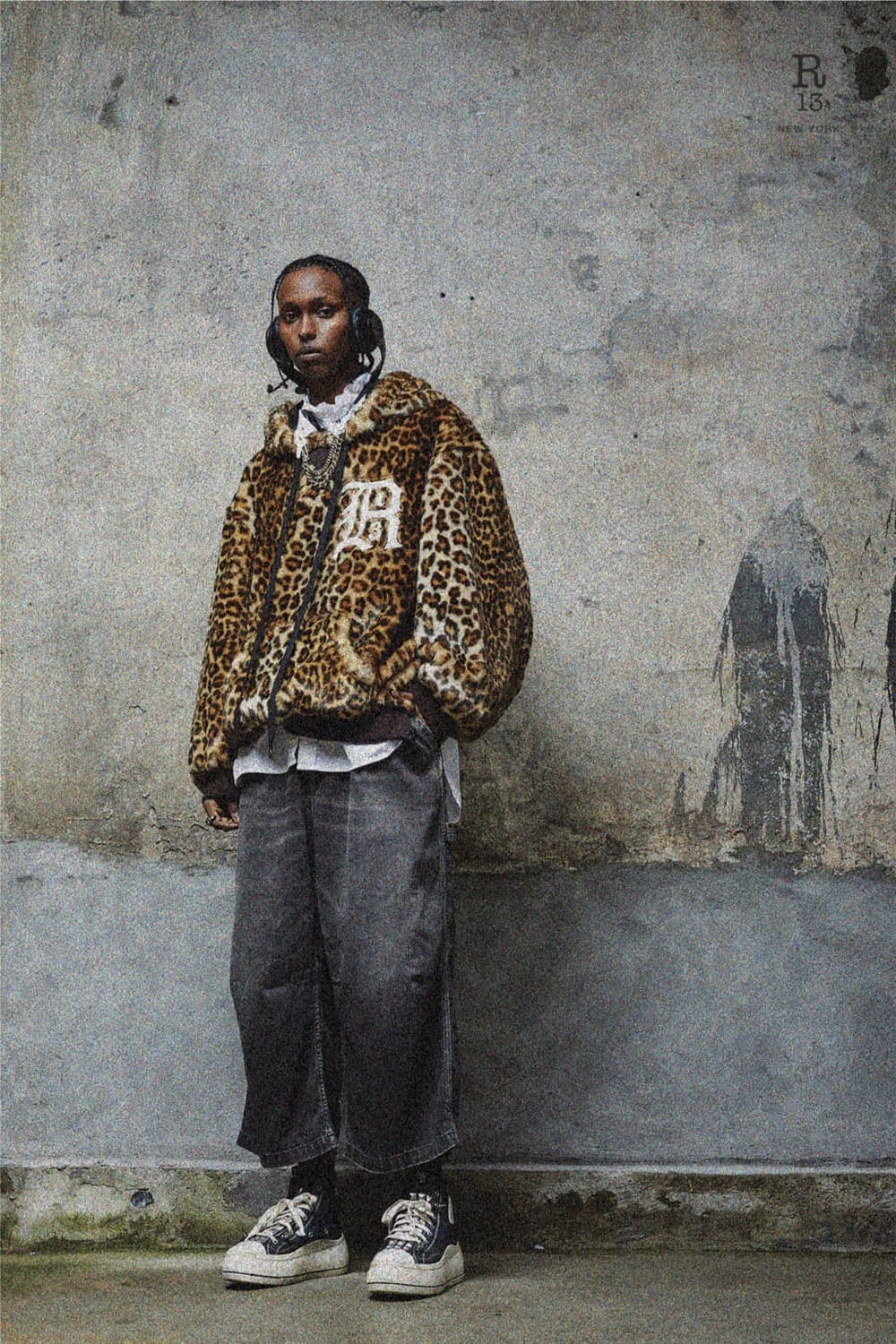 R13 레오파드 페이크 퍼 오버사이즈 팝오버 후드 상품이미지5