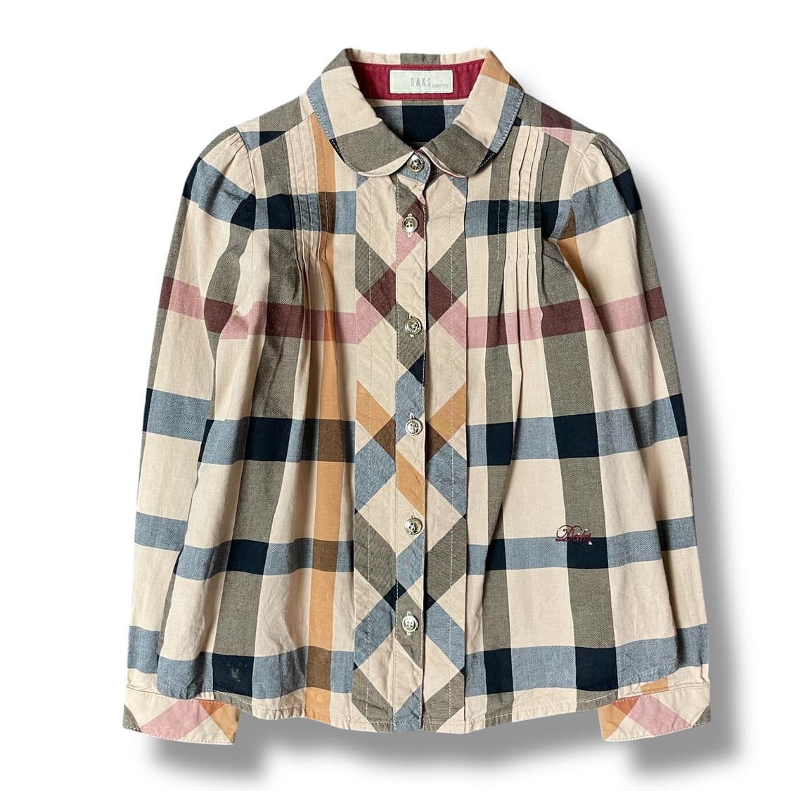 닥스 키즈 베이지 블루 레드 멀티 배색 긴팔 셔츠 130 상품이미지1