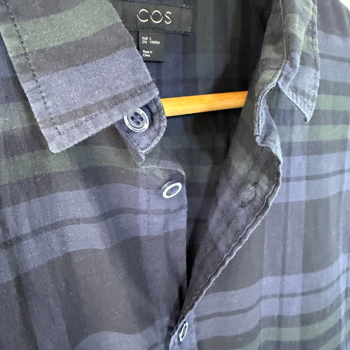 [S] COS 코스 블랙와치 타탄체크 린넨셔츠 상품이미지4