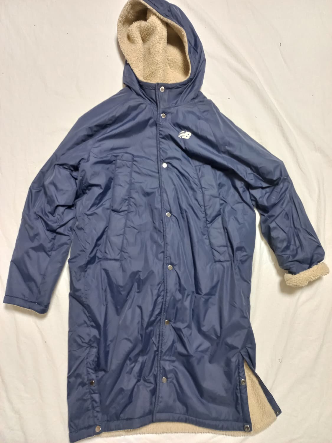 뉴발란스 리버시블 양털 롱 패딩네이비 상품이미지1