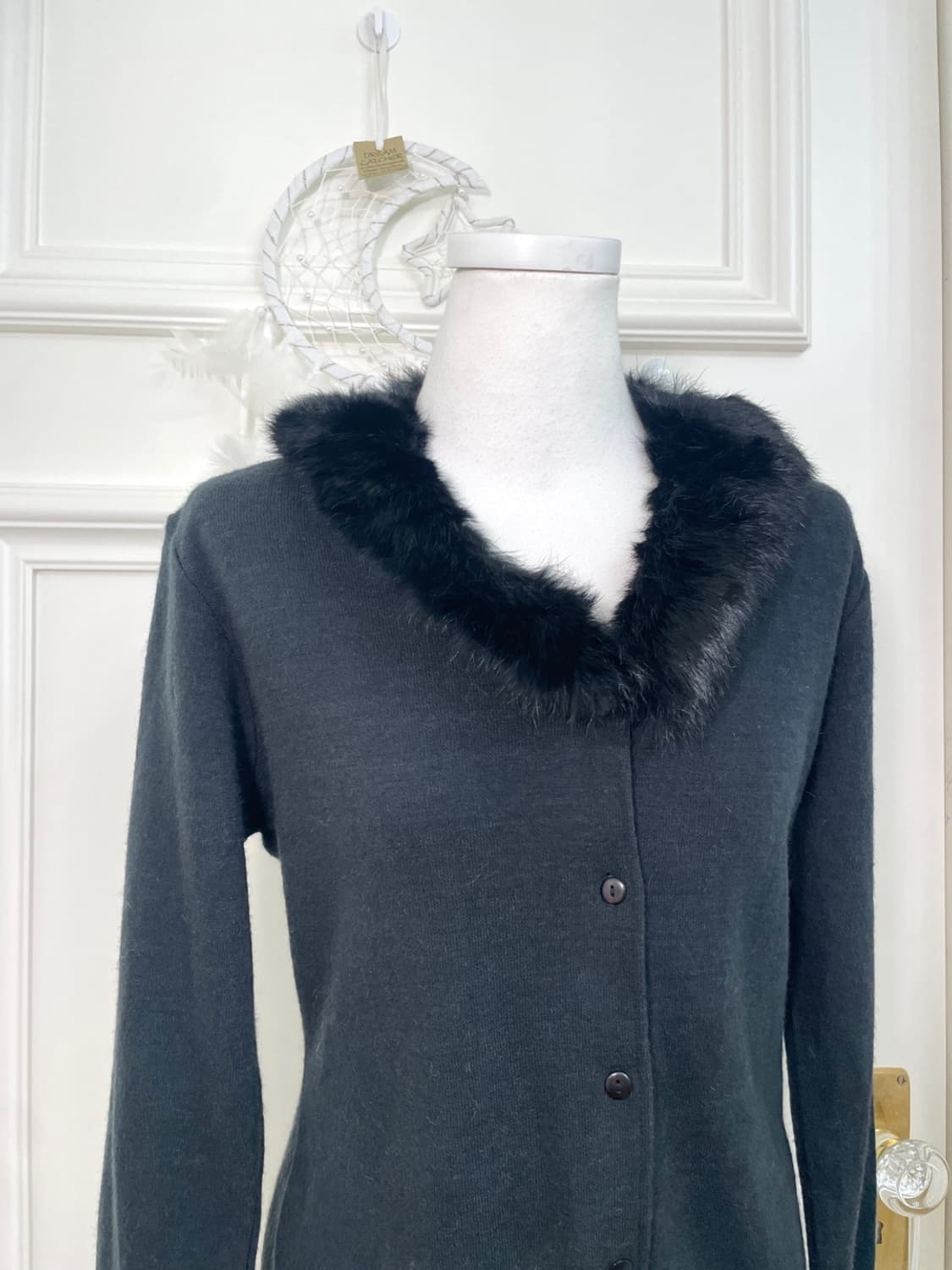 black rabbit fur angora knit cardigan to 상품이미지6