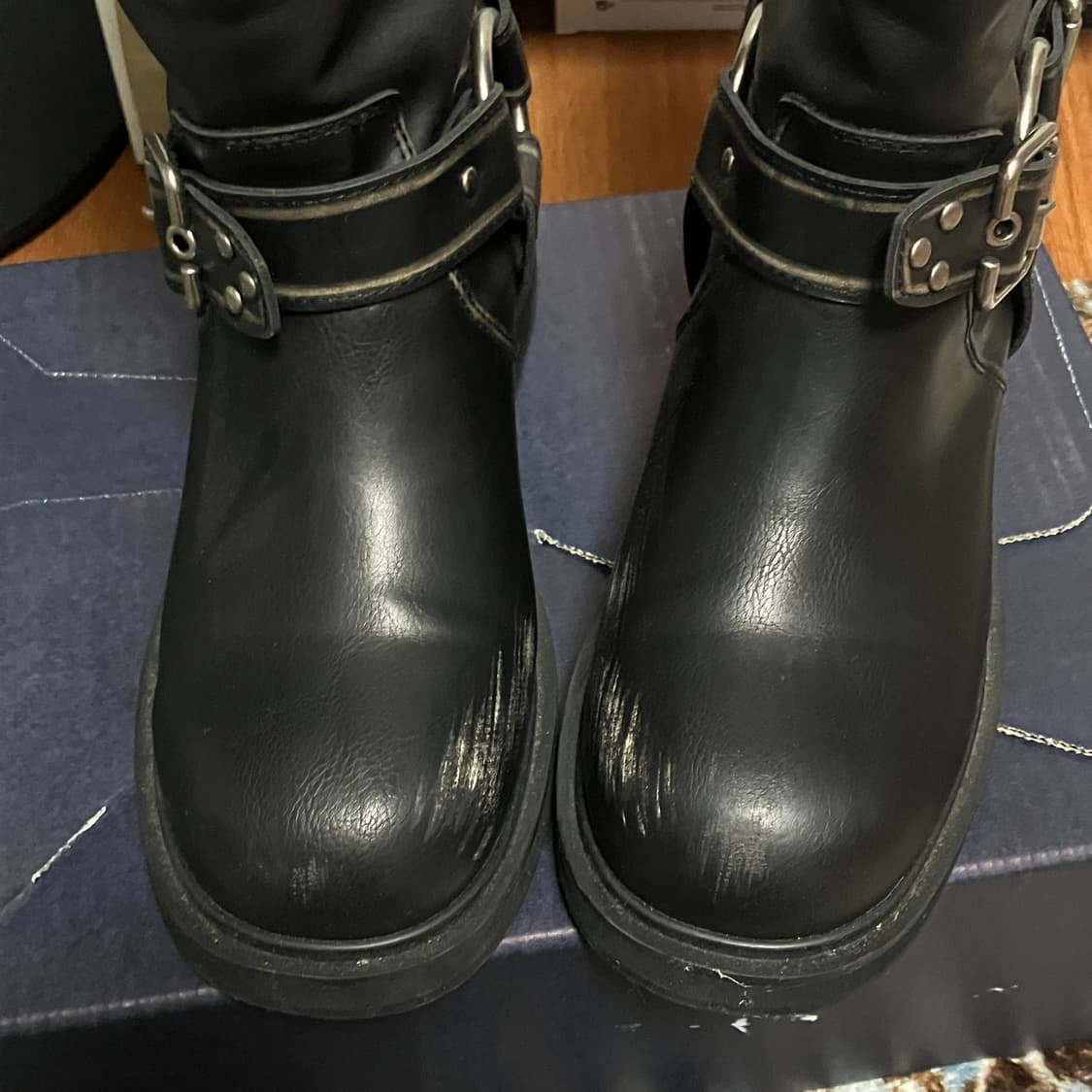 [230]블랙업 프콥 워싱 버클 레더 롱부츠 상품이미지3