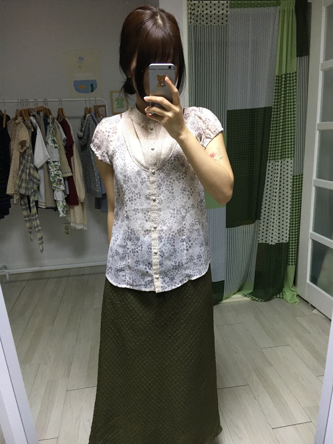 잔꽃 헨리넥 반소매 블라우스 상품이미지7