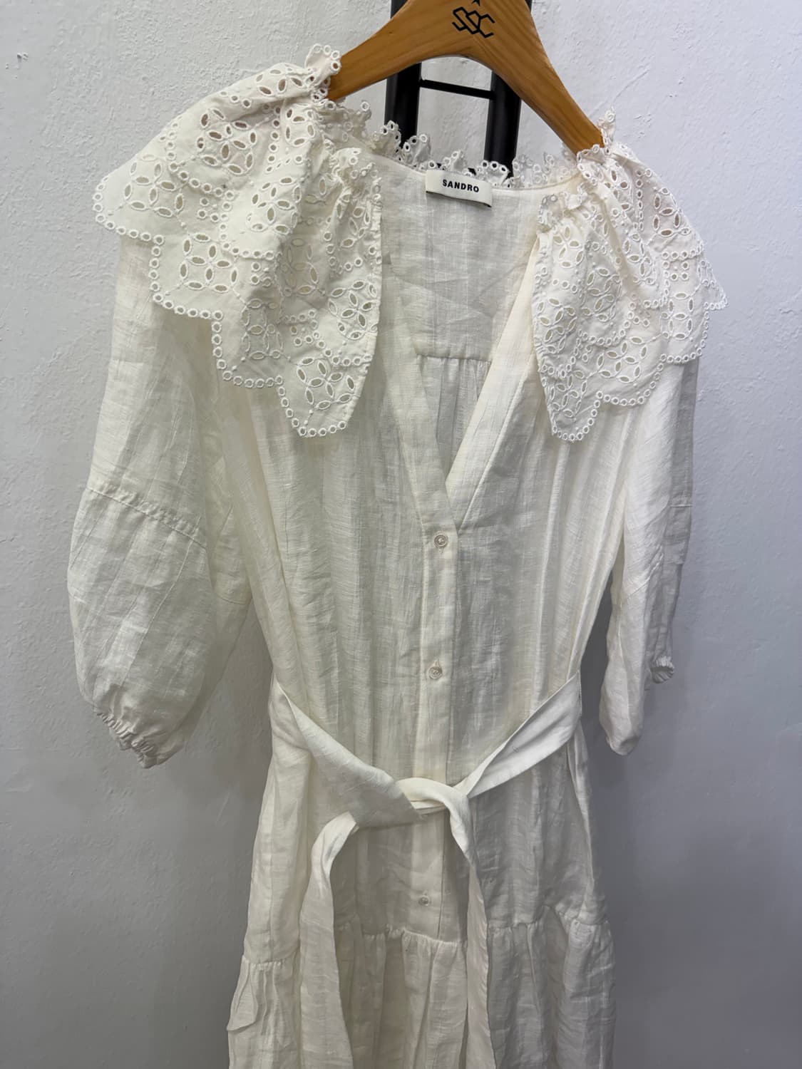 정품) 산드로 펀칭 레이스 롱 원피스 36 상품이미지2