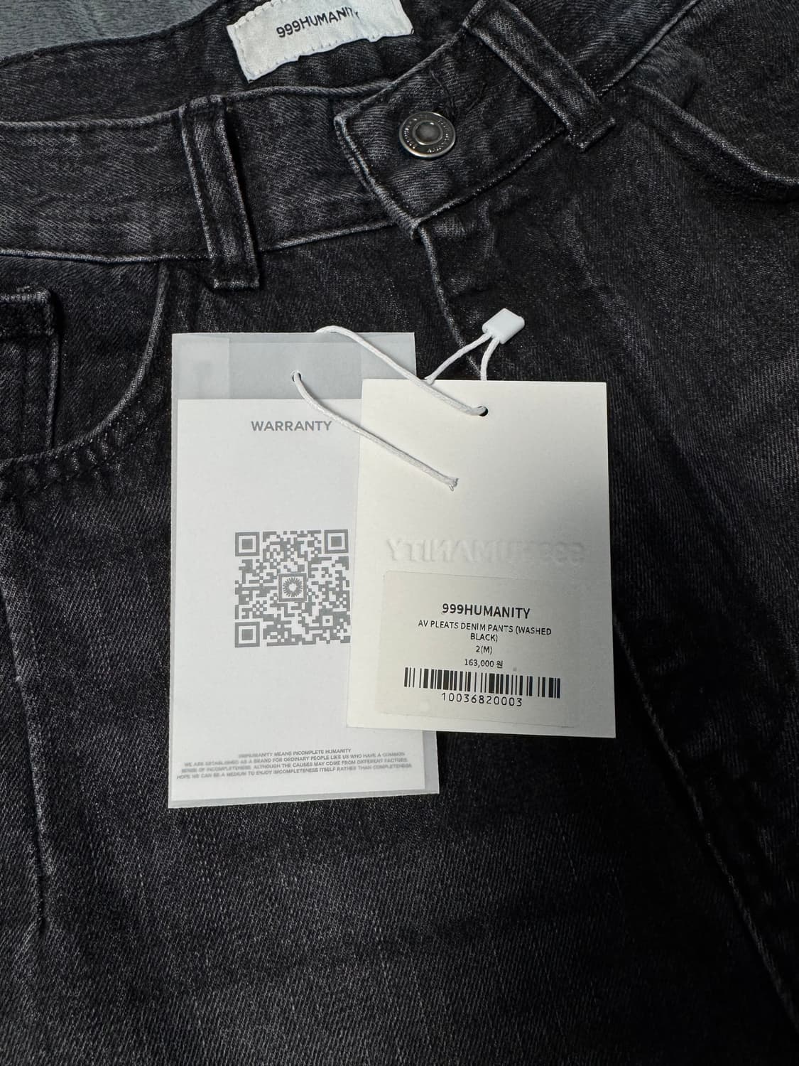 999휴머니티 AV PLEATS DENIM PANTS BLACK 상품이미지5