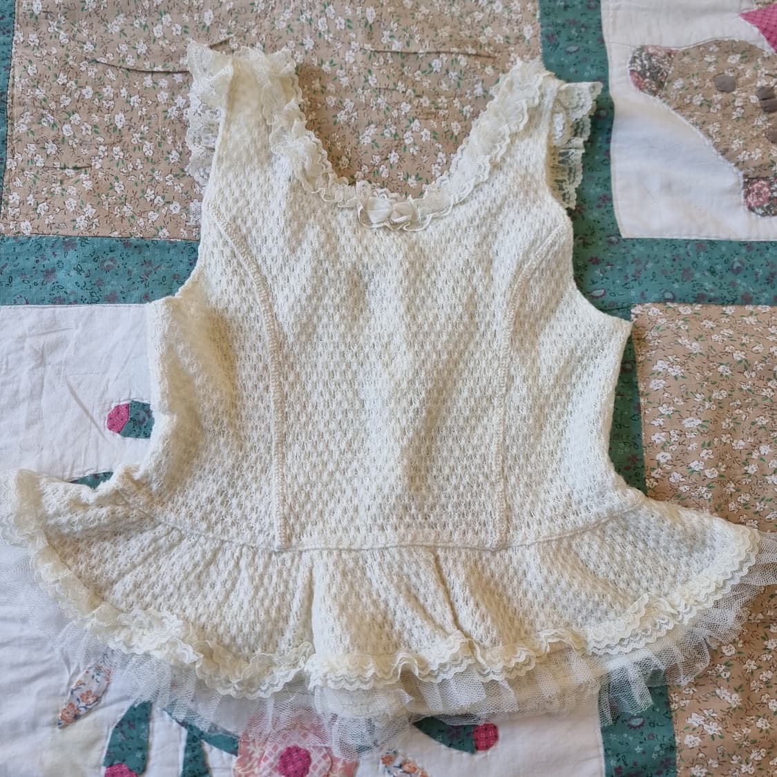 Mezzo Piano(메조피아노) 프릴 리본 펄버튼 레이스 상품이미지3