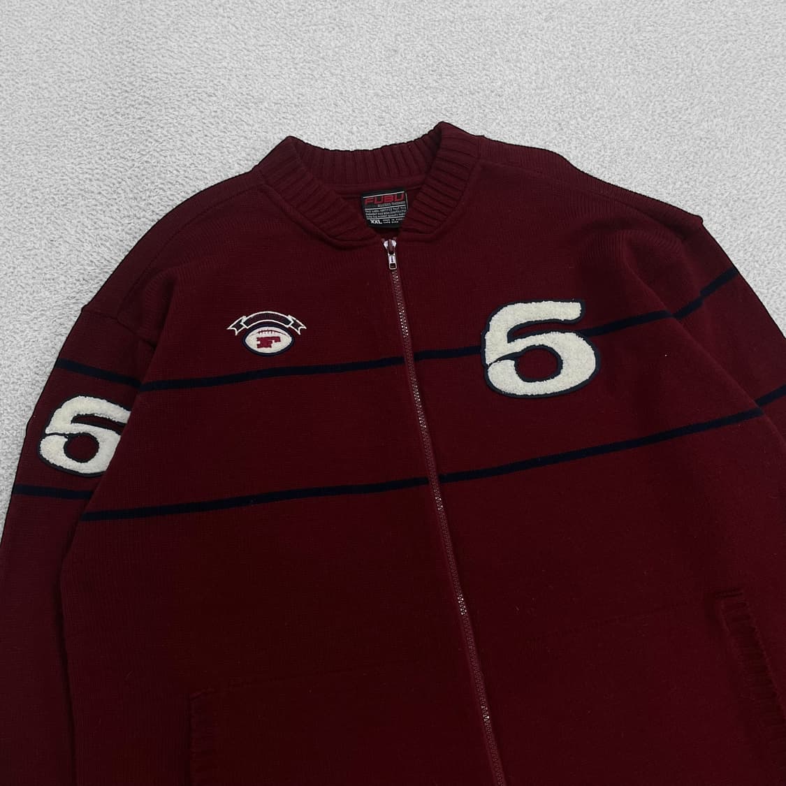 후부 Fubu 올드스쿨 6패치 니트 집업 버건디 상품이미지2