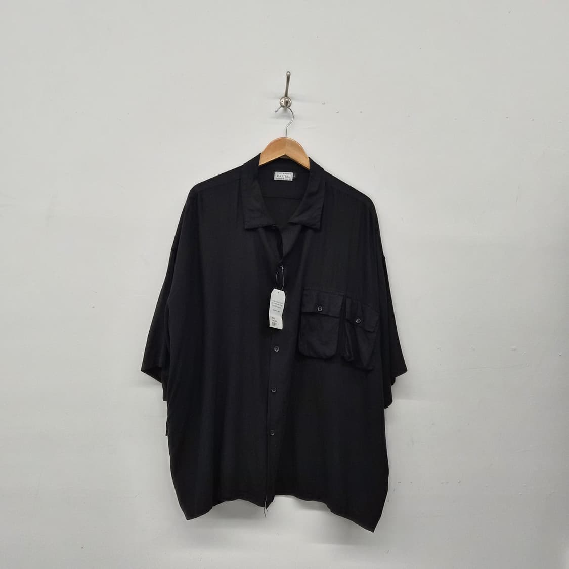 캐피탈 포켓 반팔 셔츠 블랙 남성 L 상품이미지1
