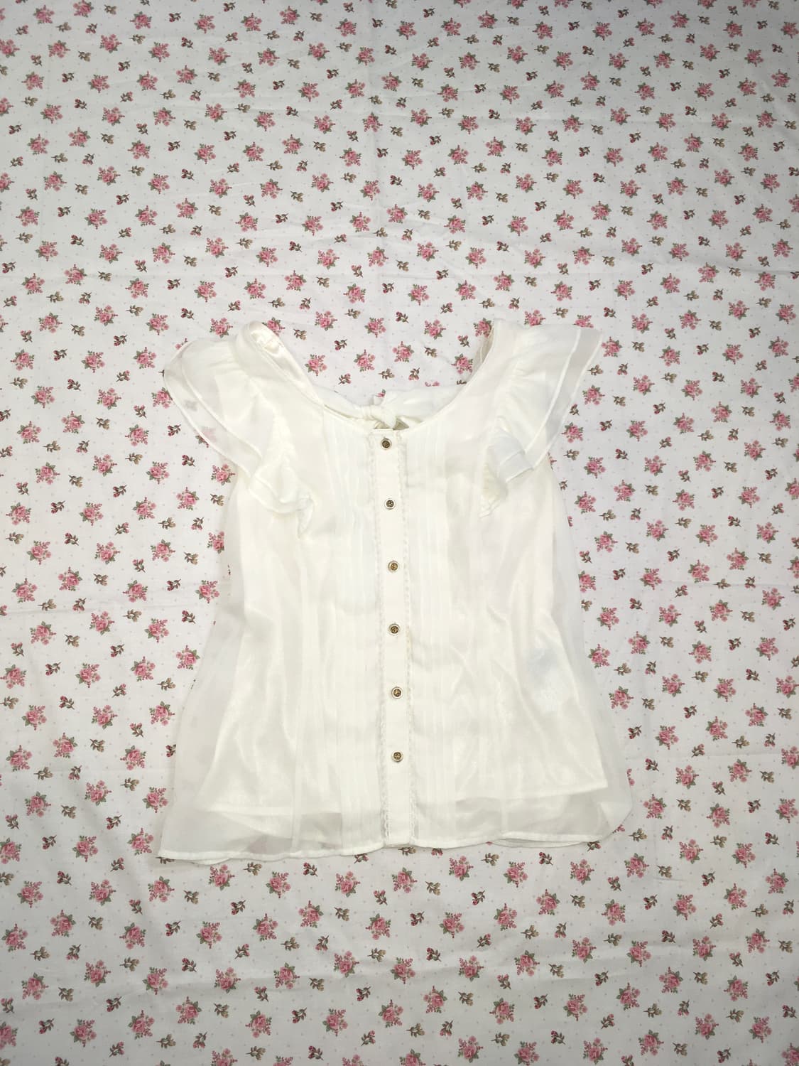 cecil mcbee ivory frill puff blouse 상품이미지1