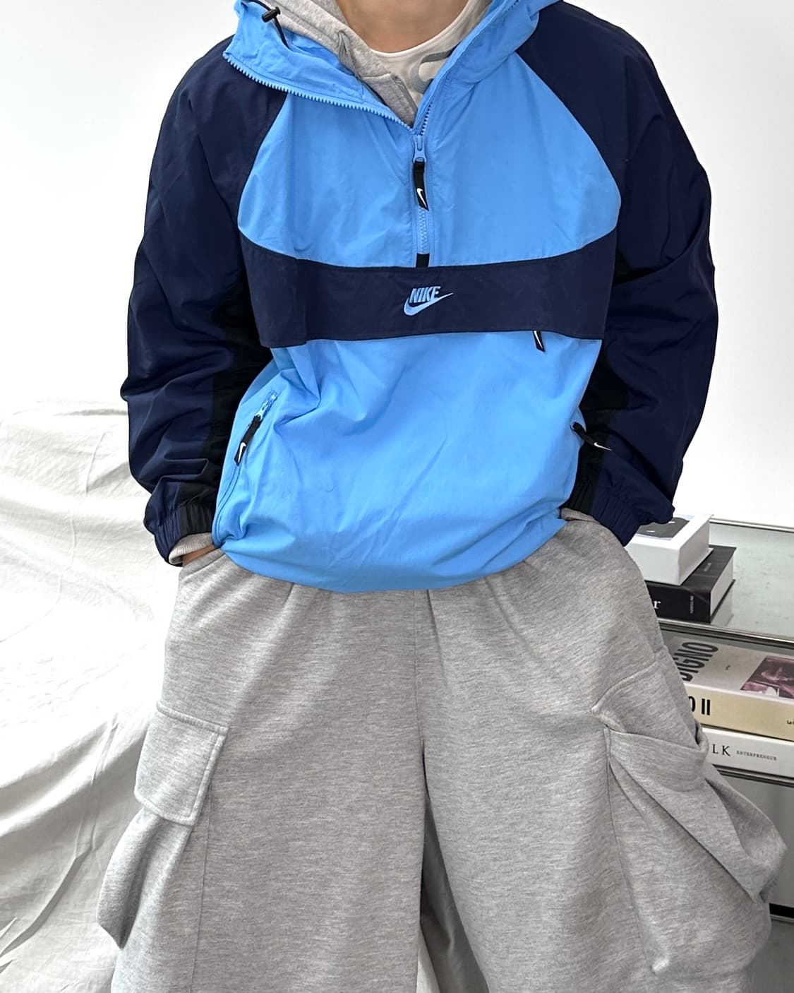 나이키 스카이블루 배색 바람막이 아노락 XL 상품이미지1