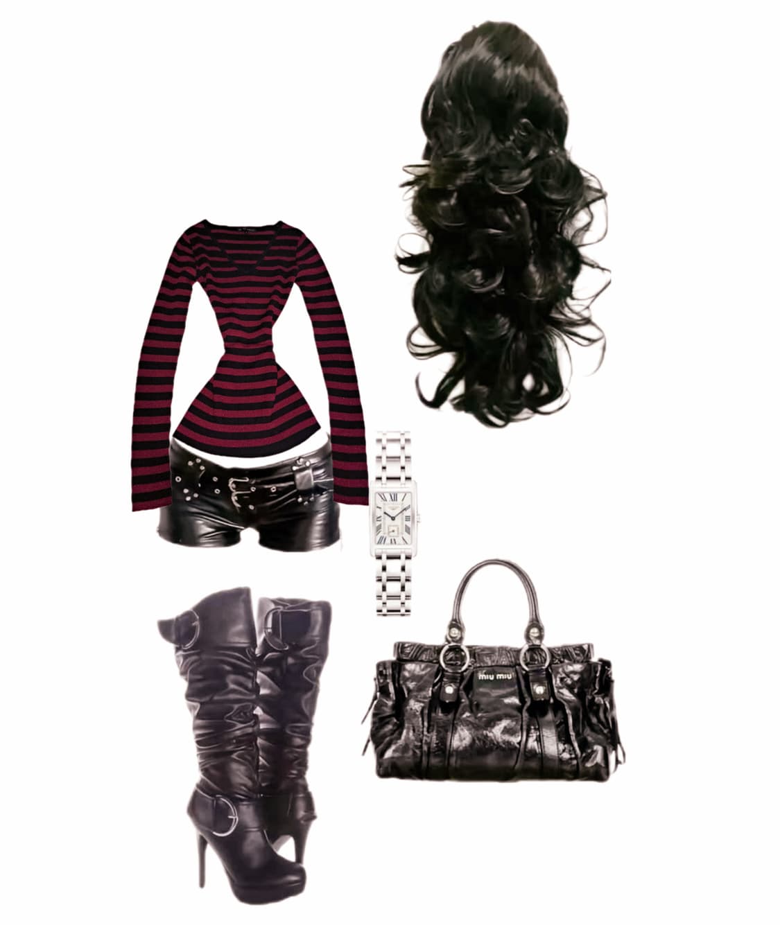 jayro white Y2K 글리터 펑크 브이넥 니트 와인 상품이미지1