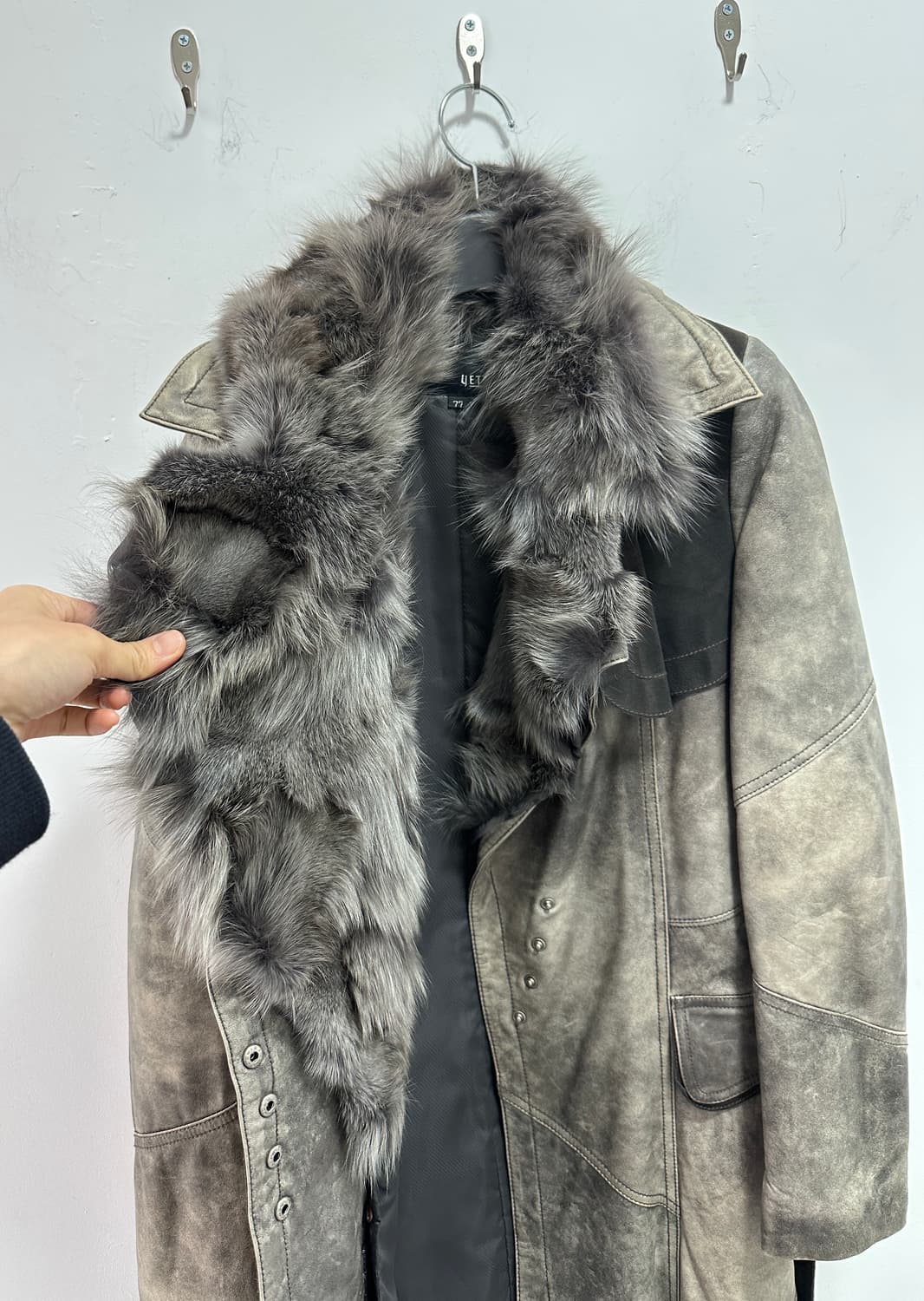 Fox fur trimming leather jacket 상품이미지7