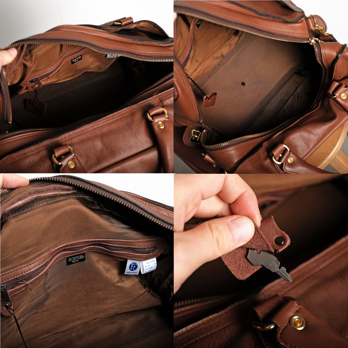 요시다 포터 바론 브라운 레더 투웨이 보스턴백 상품이미지9