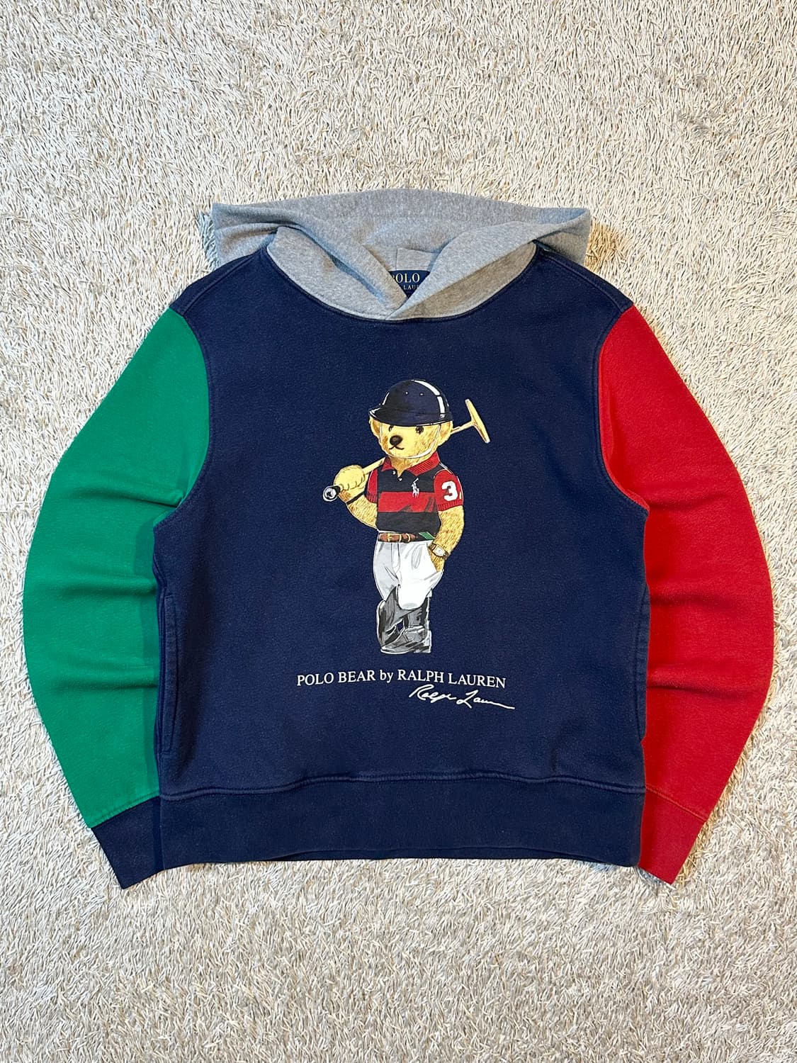 폴로 랄프로렌 신형 QR 보이즈 베어 컬러블록 후드티 상품이미지1