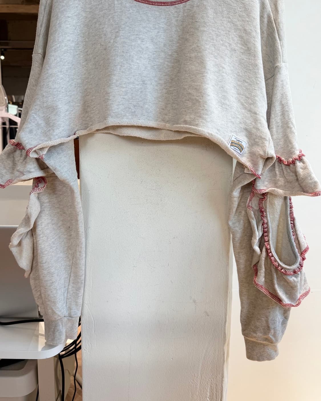 vtg 멜란지 그레이 셔링 크롭 스웻 셔츠  상품이미지6