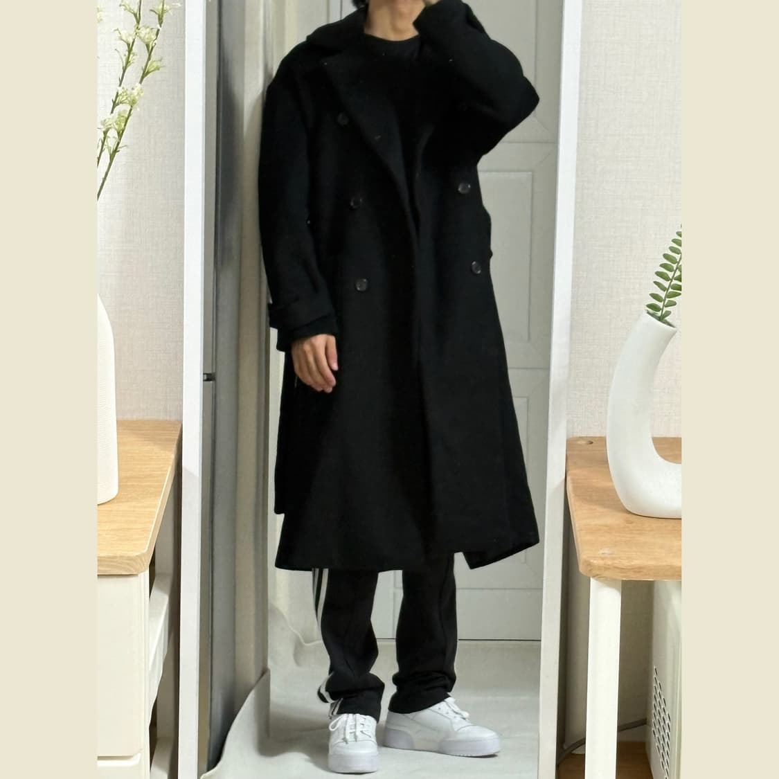 오버사이즈해프닝 더블 로브 코트 상품이미지1