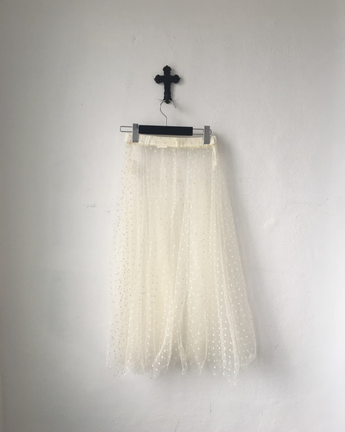 Dot pattern see through unbalanced skirt 상품이미지4