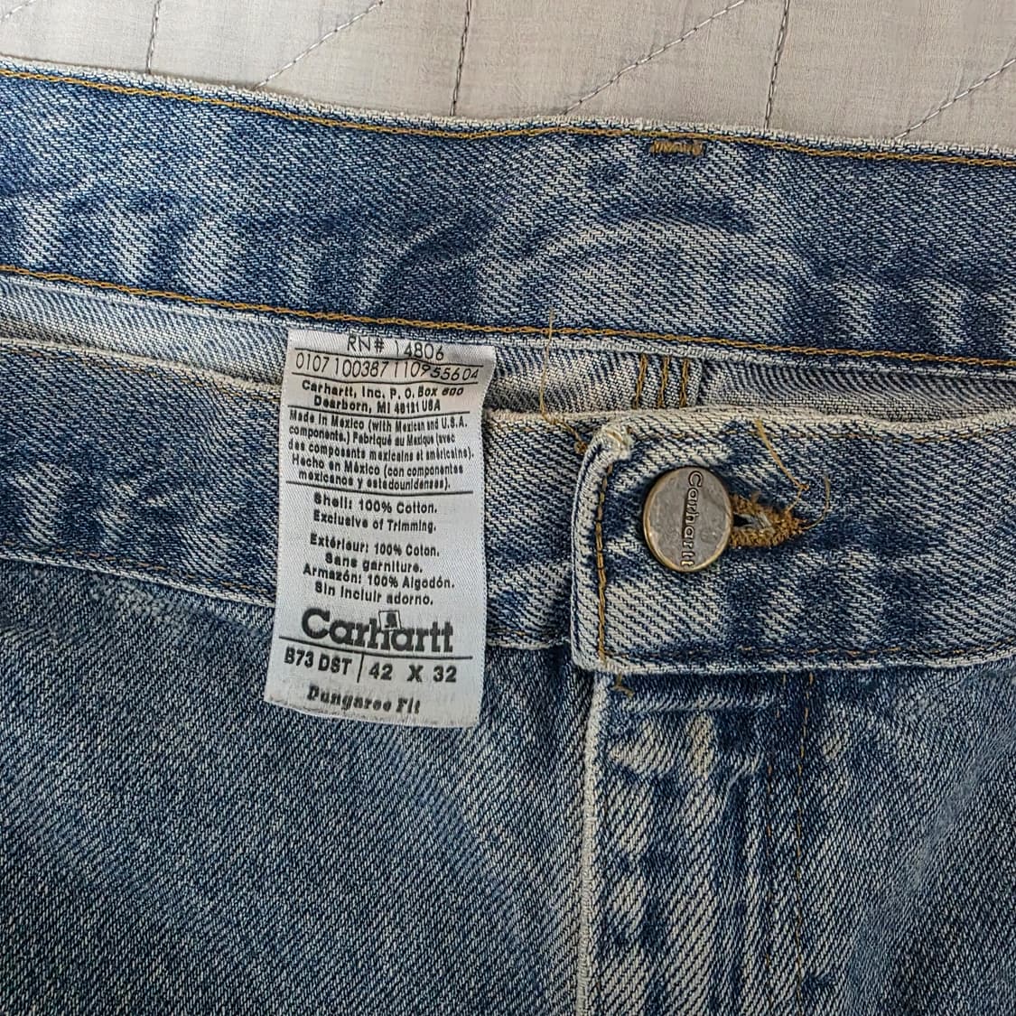 [42X32] 00s 칼하트 더블니 B73 DST 쿨워싱 데님팬츠 B25 상품이미지8