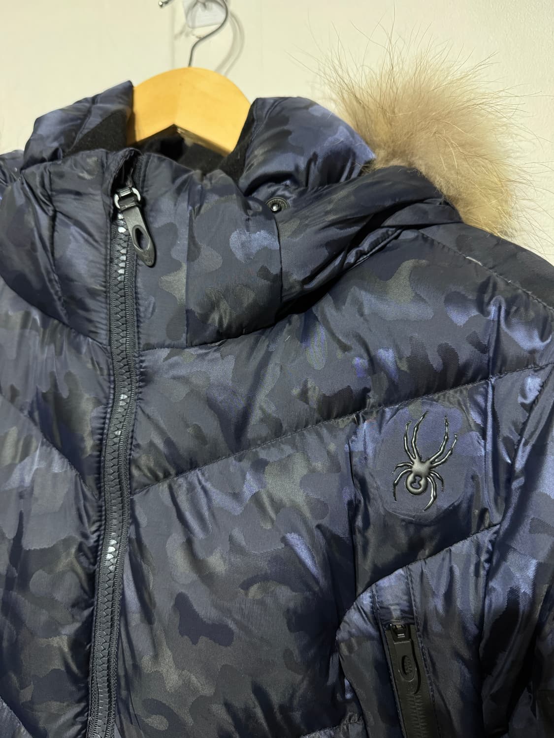 스파이더 카모플라쥬 구스 롱패딩 네이비 L 상품이미지3