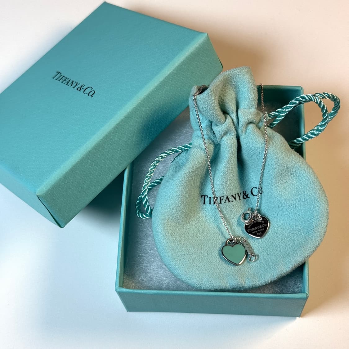 티파니 앤 코 리턴 투 티파니 더블 하트 태그 목걸이 민트 상품이미지2