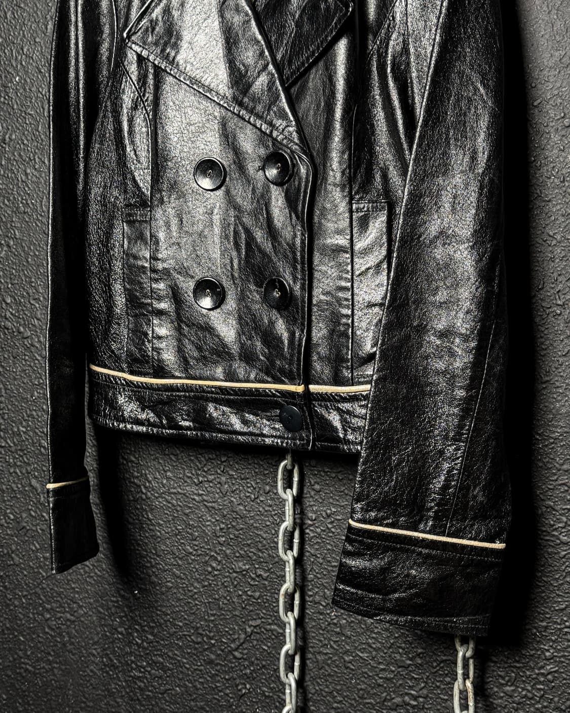 Black Double Leather Jacket 상품이미지9