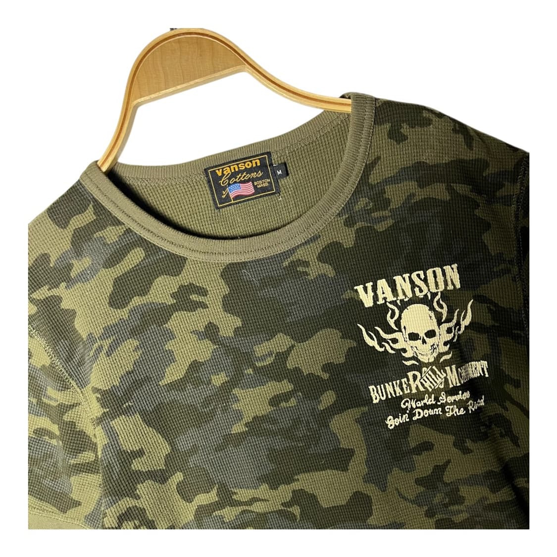 [Vanson] 밴슨 카모 스컬 와플 반팔티셔츠 상품이미지3